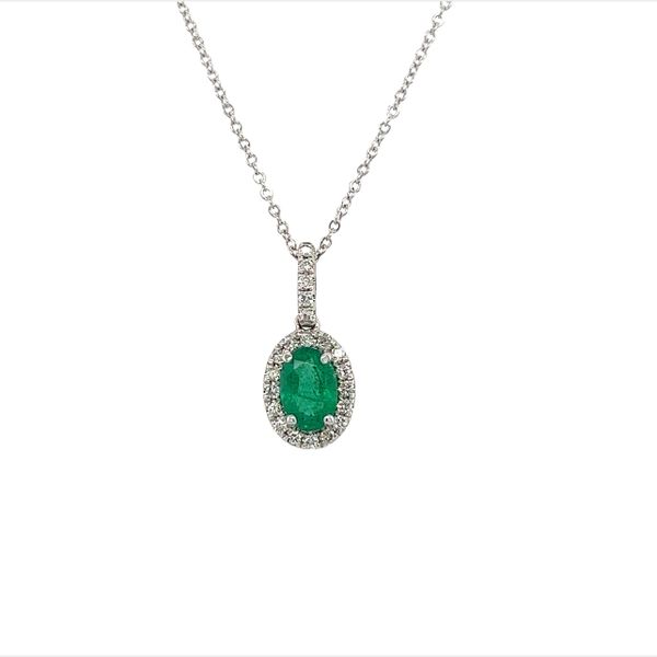 14 Karat White Gold Emerald and Diamond Necklace Toner Jewelers Overland Park, KS