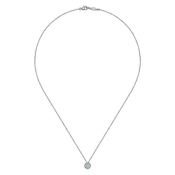 Gabriel & Co. 14K White Gold Aquamarine and Diamond Birthstone Necklace Image 2 Toner Jewelers Overland Park, KS