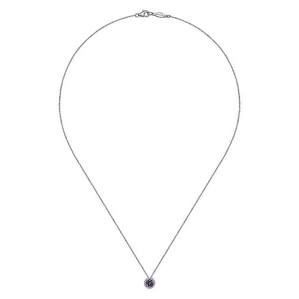 Gabriel & Co. 14K White Gold Amethyst and Diamond Birthstone Necklace Image 2 Toner Jewelers Overland Park, KS
