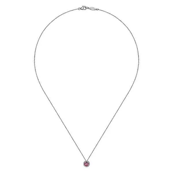 Gabriel & Co. 14K White Gold Ruby and Diamond Birthstone Necklace Image 2 Toner Jewelers Overland Park, KS