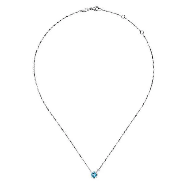 Gabriel & Co. Silver Blue Topaz and Diamond Necklace Image 2 Toner Jewelers Overland Park, KS