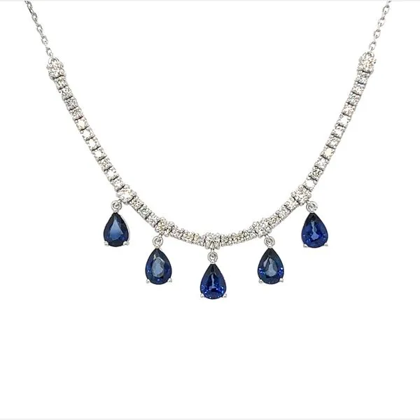14 Karat White Gold Sapphire and Diamond Necklace Toner Jewelers Overland Park, KS