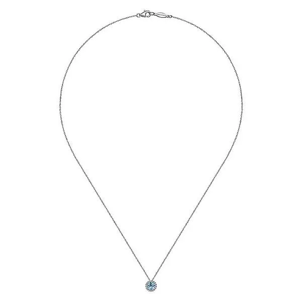 Gabriel & Co. 14K White Gold Blue Topaz and Diamond Birthstone Necklace Image 2 Toner Jewelers Overland Park, KS