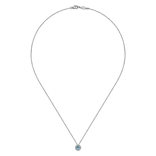 Gabriel & Co. 14K White Gold Blue Topaz and Diamond Birthstone Necklace Image 2 Toner Jewelers Overland Park, KS