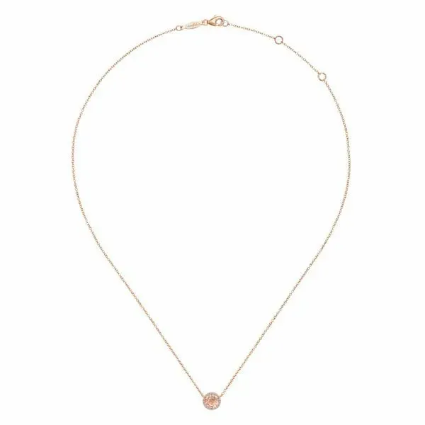 Gabriel & Co 14K Rose Gold Morganite and Diamond Pendant Necklace Image 2 Toner Jewelers Overland Park, KS