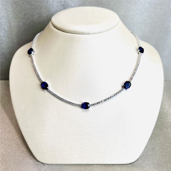 14k White Gold Sapphire and Diamond Necklace Toner Jewelers Overland Park, KS