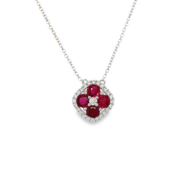 14k White Gold Ruby and Diamond Necklace Toner Jewelers Overland Park, KS