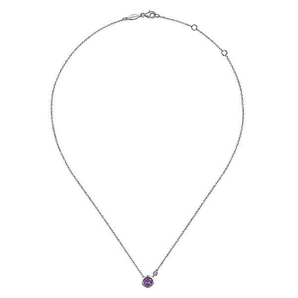 Gabriel & Co. Silver Amethyst and Diamond Necklace Image 2 Toner Jewelers Overland Park, KS