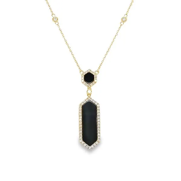 14k Yellow Gold Onyx and Diamond Necklace Toner Jewelers Overland Park, KS