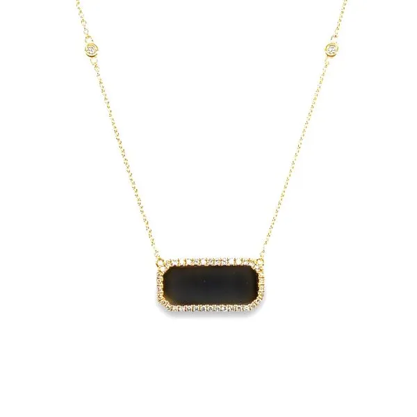 14k Yellow Gold Onyx and Diamond Necklace Toner Jewelers Overland Park, KS