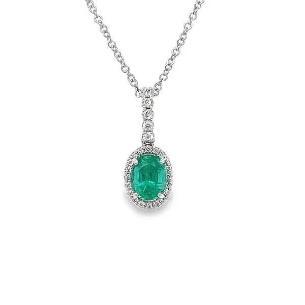 14k White Gold Emerald and Diamond Necklace Toner Jewelers Overland Park, KS