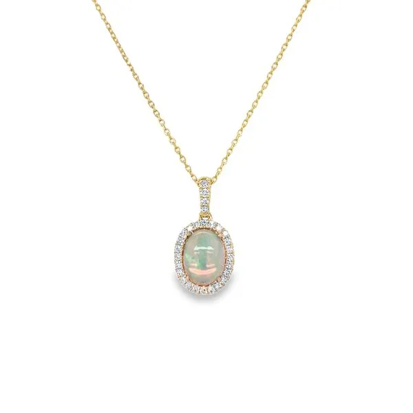 14k Yellow Gold Opal and Diamond Pendant Necklace Toner Jewelers Overland Park, KS