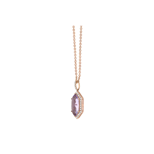 14k Rose Gold Amethyst & Diamond Halo Necklace Image 2 Toner Jewelers Overland Park, KS
