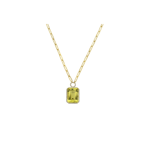 14k Yellow Gold Quartz & Diamond Halo Necklace Toner Jewelers Overland Park, KS