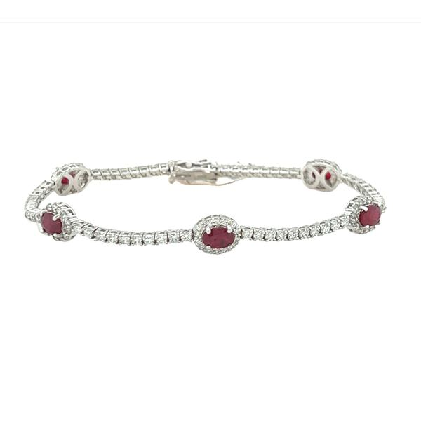 14 Karat White Gold Ruby and Diamond Tennis Bracelet Toner Jewelers Overland Park, KS