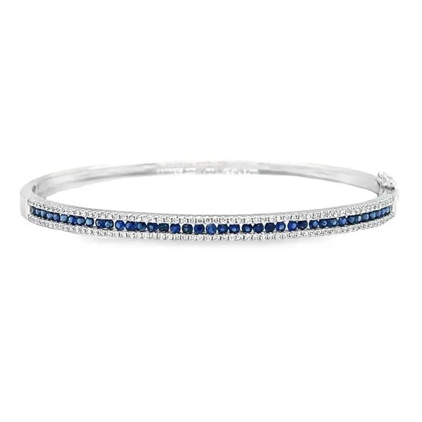 14 Karat White Gold Sapphire and Diamond Bangle Bracelet Toner Jewelers Overland Park, KS