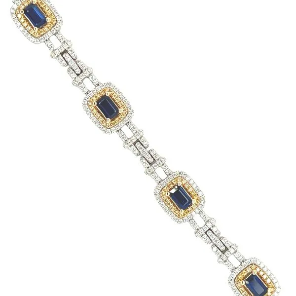 14 Karat White and Yellow Gold Sapphire and Diamond Tennis Bracelet Image 2 Toner Jewelers Overland Park, KS