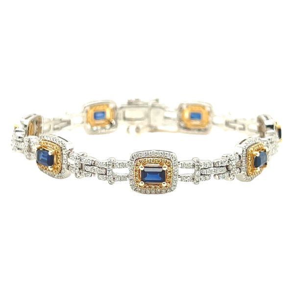 14 Karat White and Yellow Gold Sapphire and Diamond Tennis Bracelet Toner Jewelers Overland Park, KS