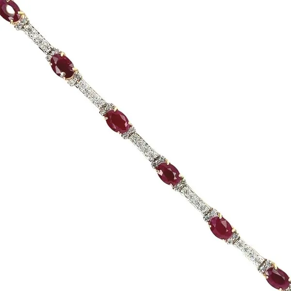 14 Karat White and Yellow Gold RUby and Diamond Tennis Bracelet Image 2 Toner Jewelers Overland Park, KS