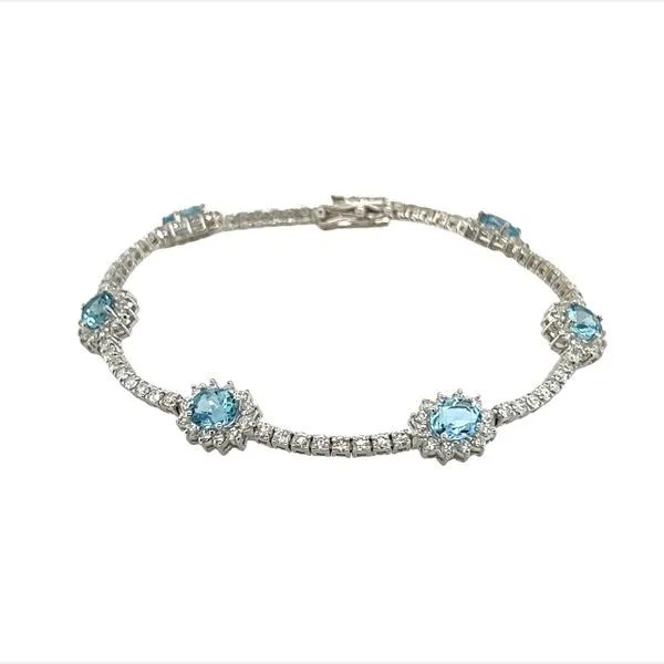 14 Karat White Gold Aquamarine and Diamond Bracelet Toner Jewelers Overland Park, KS