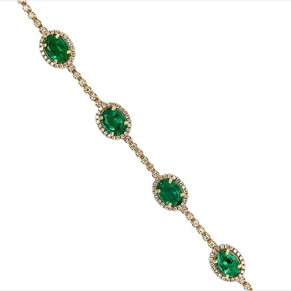 14 Karat Yellow Gold Emerald and Diamond Bracelet Image 2 Toner Jewelers Overland Park, KS