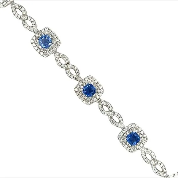 14 Karat White Gold Sapphire and Diamond Bracelet Image 2 Toner Jewelers Overland Park, KS