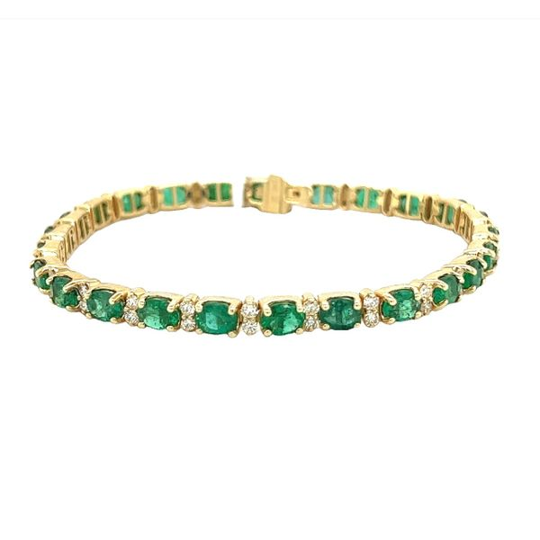 14 Karat Yellow Gold Emerald and Diamond Bracelet Toner Jewelers Overland Park, KS