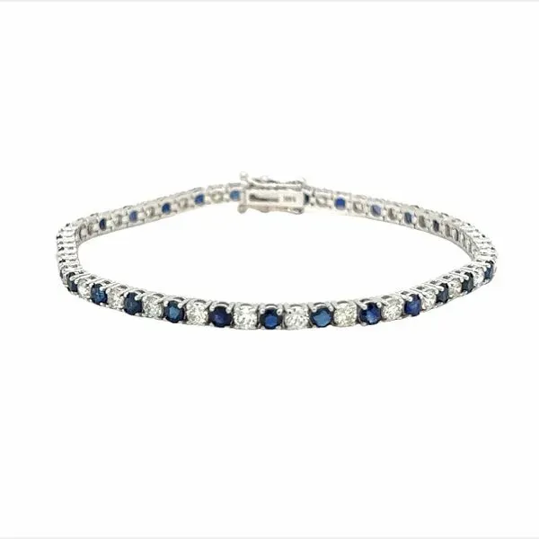 14 Karat White Gold Sapphire and Diamond Tennis Bracelet Toner Jewelers Overland Park, KS