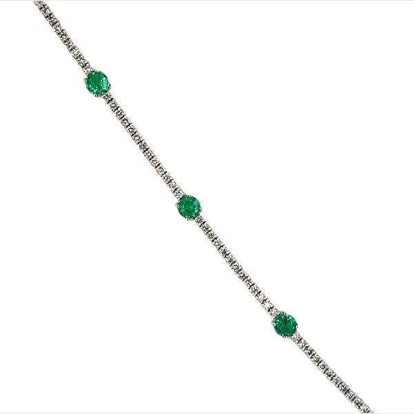 14 Karat White Gold Emerald and Diamond Bracelet Image 2 Toner Jewelers Overland Park, KS