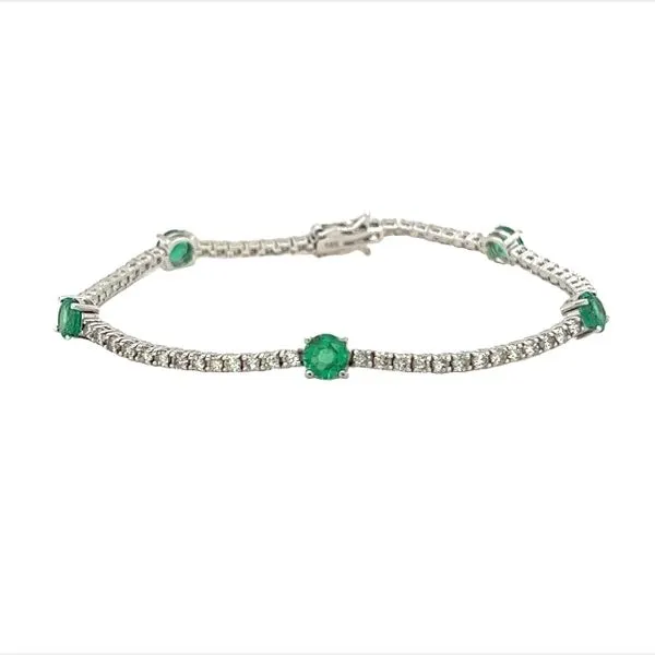14 Karat White Gold Emerald and Diamond Bracelet Toner Jewelers Overland Park, KS