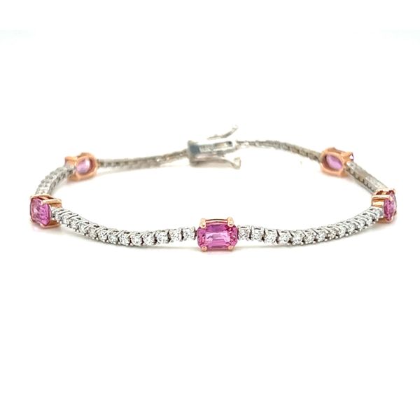 14 Karat White Gold Pink Sapphire and Diamond Bracelet Toner Jewelers Overland Park, KS