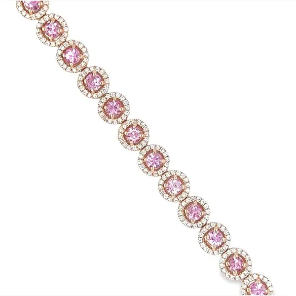 14K Rose Gold Pink Sapphire and Diamond Tennis Bracelet Image 2 Toner Jewelers Overland Park, KS