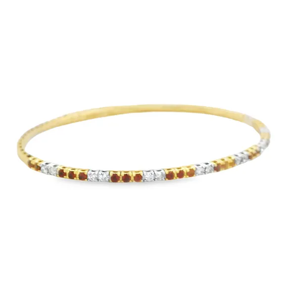 14 Karat Gold Flexible Ruby and Diamond Bangle Image 2 Toner Jewelers Overland Park, KS