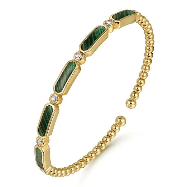 Gabriel & Co. 14K Yellow Gold Malachite Bujukan Bangle Image 2 Toner Jewelers Overland Park, KS