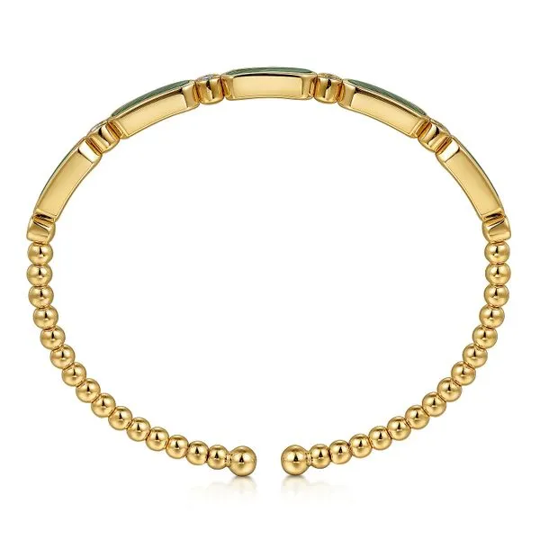 Gabriel & Co. 14K Yellow Gold Malachite Bujukan Bangle Image 3 Toner Jewelers Overland Park, KS
