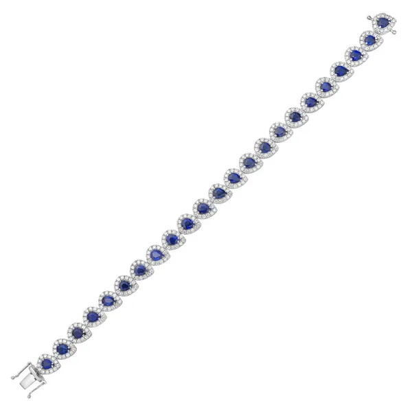 18 Karat White Gold Sapphire and Diamond Bracelet Image 2 Toner Jewelers Overland Park, KS