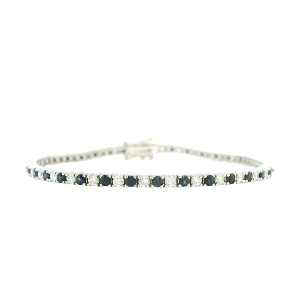 14k White Gold Sapphire & Diamond Tennis Bracelet Toner Jewelers Overland Park, KS