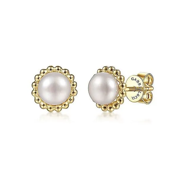 Gabriel & Co. 14K Yellow Gold Bujukan Pearl Stud Earrings Toner Jewelers Overland Park, KS