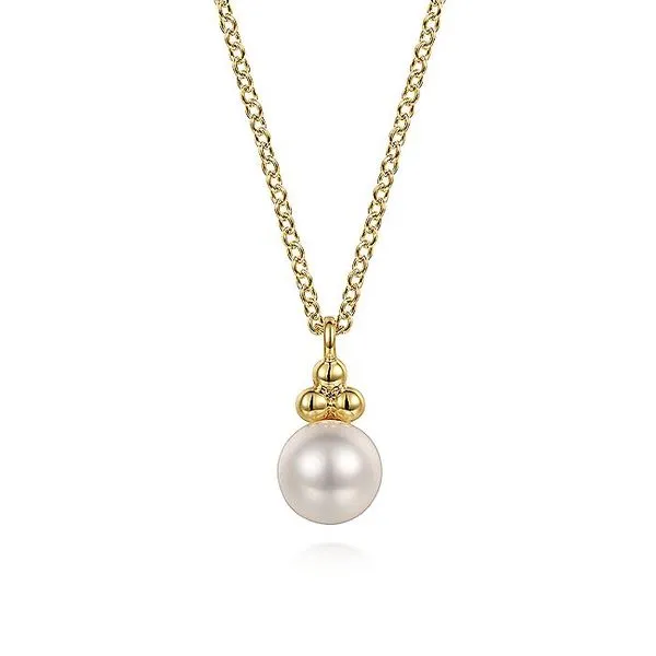 Gabriel & Co. 14K Yellow Gold Pearl Bujukan Drop Pendant Necklace Image 2 Toner Jewelers Overland Park, KS