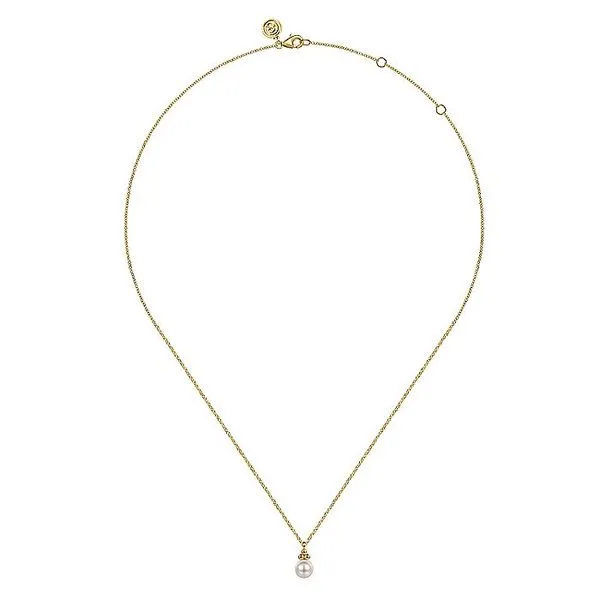 Gabriel & Co. 14K Yellow Gold Pearl Bujukan Drop Pendant Necklace Toner Jewelers Overland Park, KS