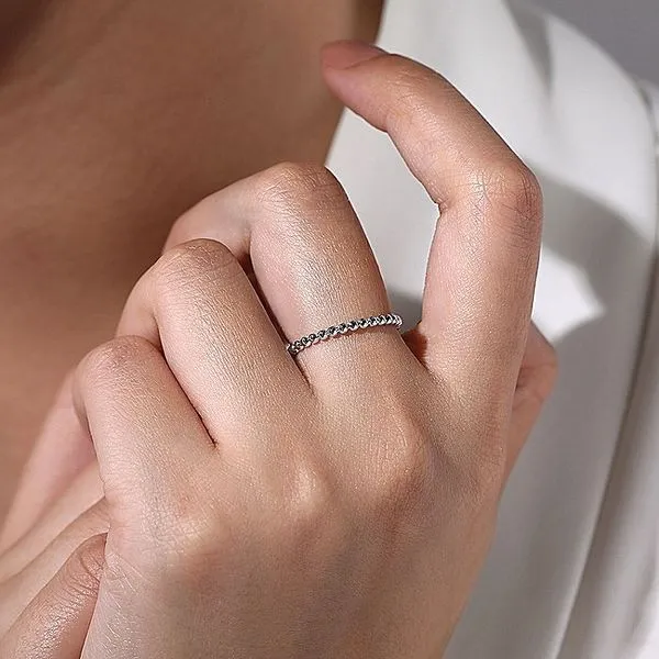 Gabriel & Co. 14K White Gold Bujukan Beaded Stackable Ring Image 5 Toner Jewelers Overland Park, KS