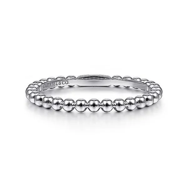 Gabriel & Co. 14K White Gold Bujukan Beaded Stackable Ring Toner Jewelers Overland Park, KS