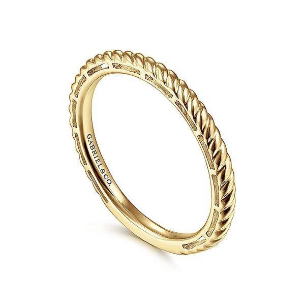 Gabriel & Co. 14K Yellow Gold Twisted Rope Stackable Ring Image 3 Toner Jewelers Overland Park, KS