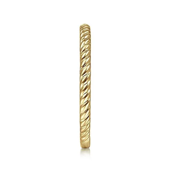 Gabriel & Co. 14K Yellow Gold Twisted Rope Stackable Ring Image 4 Toner Jewelers Overland Park, KS