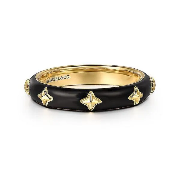 Gabriel & Co. 14K Yellow Gold Black Enamel Stackable Ring Toner Jewelers Overland Park, KS