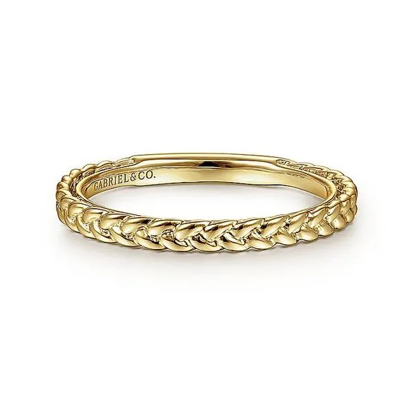 Gabriel & Co. 14K Yellow Gold Braided Stackable Ring Toner Jewelers Overland Park, KS