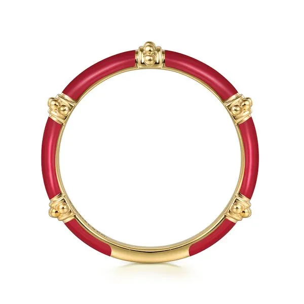 Gabriel  & Co. 14K Yellow Gold Red Enamel Stackable Ring Image 3 Toner Jewelers Overland Park, KS
