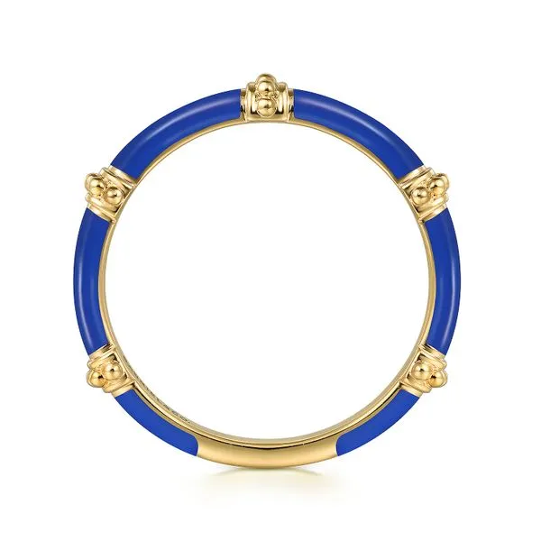 Gabriel  & Co. 14K Yellow Gold Blue Enamel Stackable Ring Image 3 Toner Jewelers Overland Park, KS