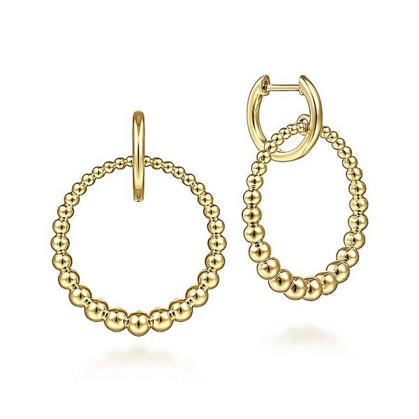Gabriel & Co. 14K Yellow Gold Bujukan Circle Drop Earrings Toner Jewelers Overland Park, KS