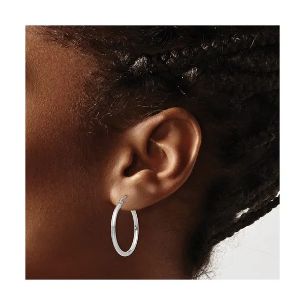 14 Karat White Gold 25mm Hoops Image 4 Toner Jewelers Overland Park, KS